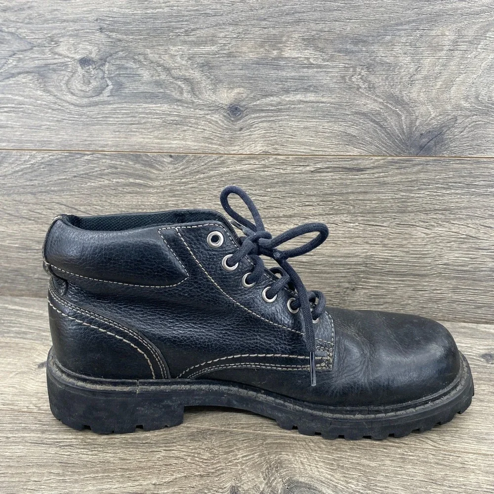 Cherokee Work Boots Mens Size 9 Black Leather Lace Up Lug Sole 098-00-1341